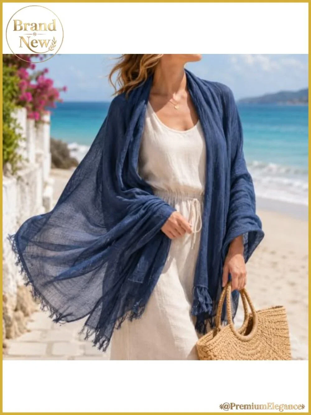 Oversized Gauze Scarf Fringed Shawl Wrap Lightweight Beach Coverup